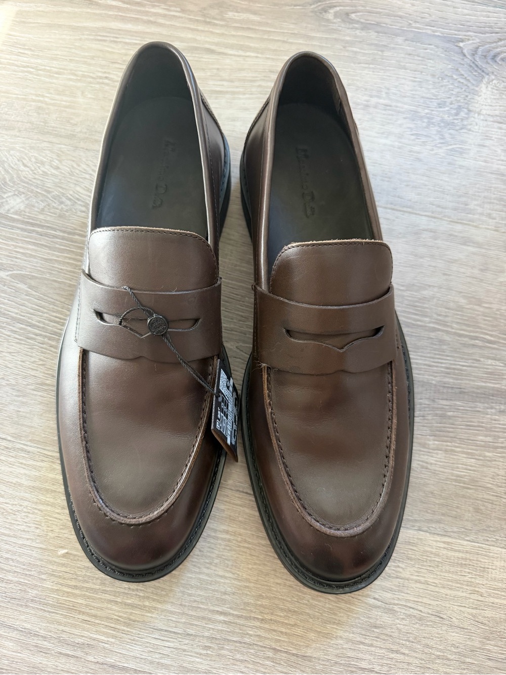 Massimo Dutti Brown Leather Penny Loafers Men’s 10 (EU 43) NWT With Flaw